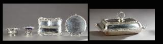 Appraisal: Five Pieces of English and American Silverplate Ta Five Pieces