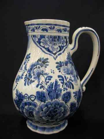 Appraisal: Delft Pottery Pitcher floral signed '' excellent