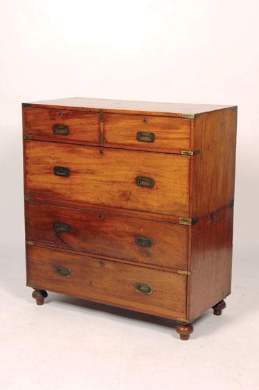 Appraisal: A VICTORIAN MILITARY TYPE CHEST OF DRAWERS in two parts