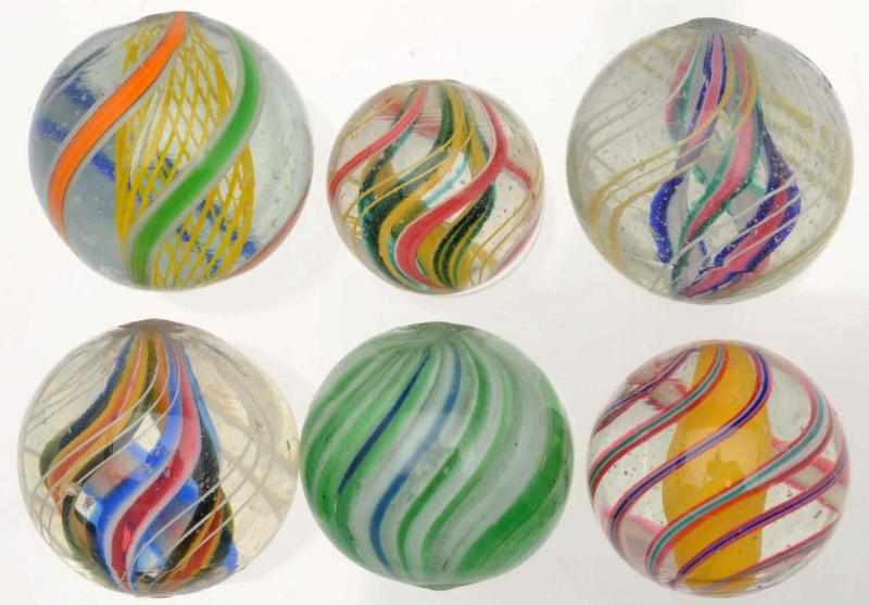 Appraisal: Lot of Handmade Marbles Includes three divided core swirls one