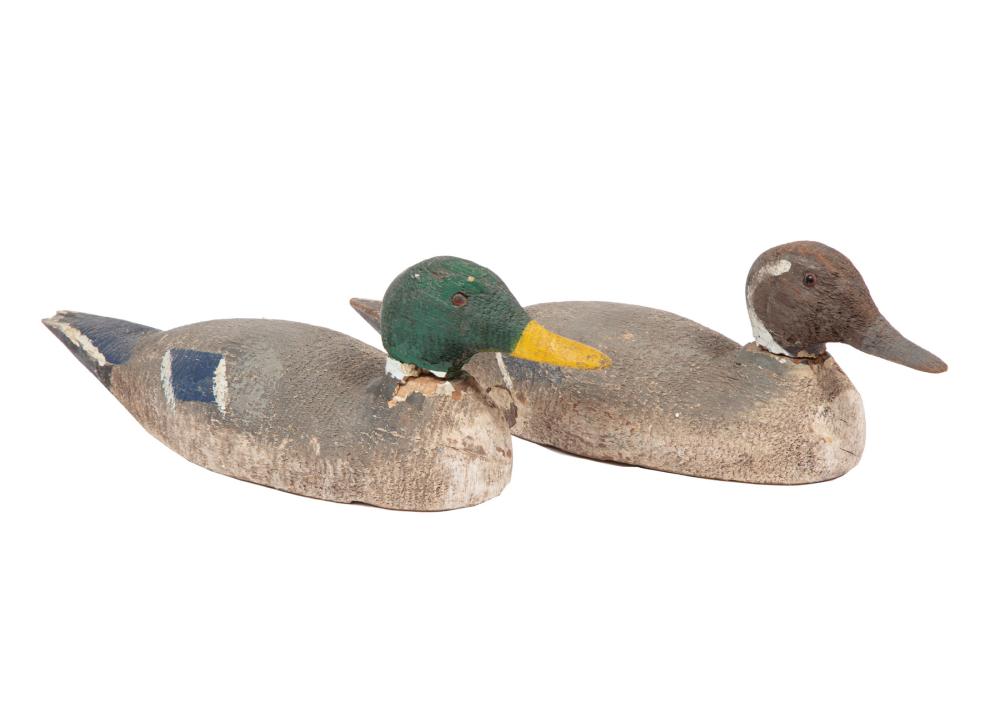 Appraisal: PAIR OF ANTIQUE LOUISIANA PAINTED DUCK DECOYSPair of Antique Louisiana