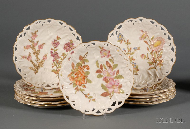 Appraisal: Eleven Royal Worcester Porcelain Floral Decorated Luncheon Plates date marked