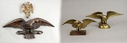 Appraisal: Four Brass and Carved Wood American Eagle Figures to in