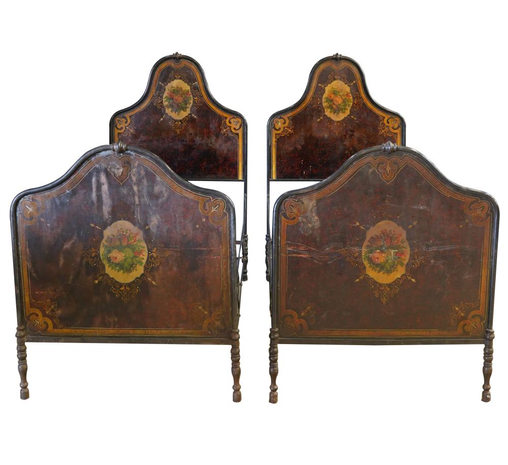 Appraisal: PAIR OF PAINTED METAL BEDS th century each twin size