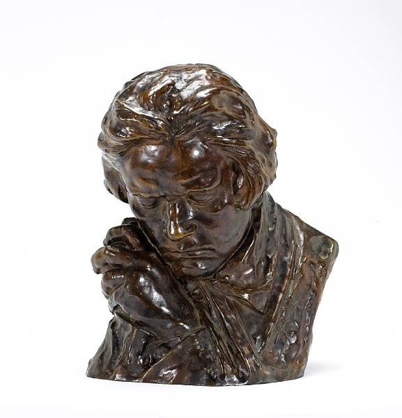 Appraisal: A patinated bronze bust of Ludwig van Beethoven after Pierre-Felix