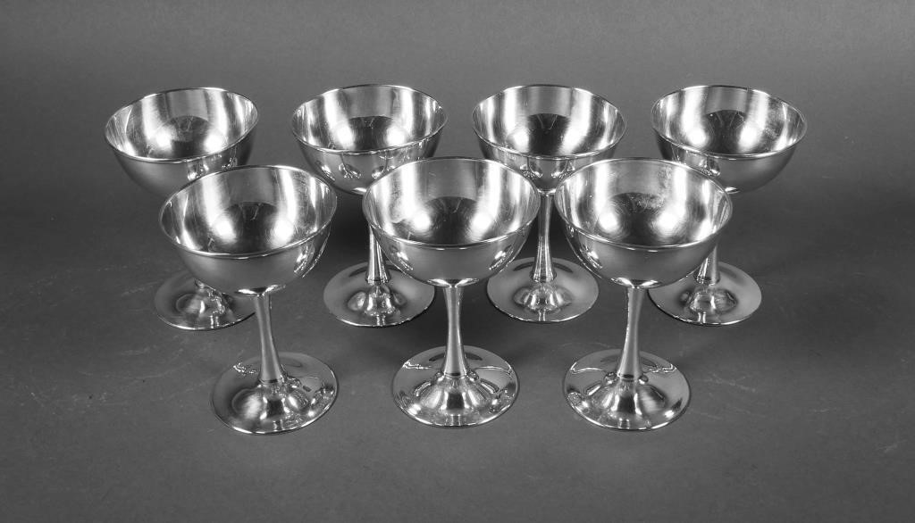 Appraisal: STERLING SILVER FOOTED DESSERT SHERBET CUPSSeven footed sterling silver cocktail