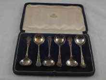 Appraisal: A boxed set of six small silver ladles import marks