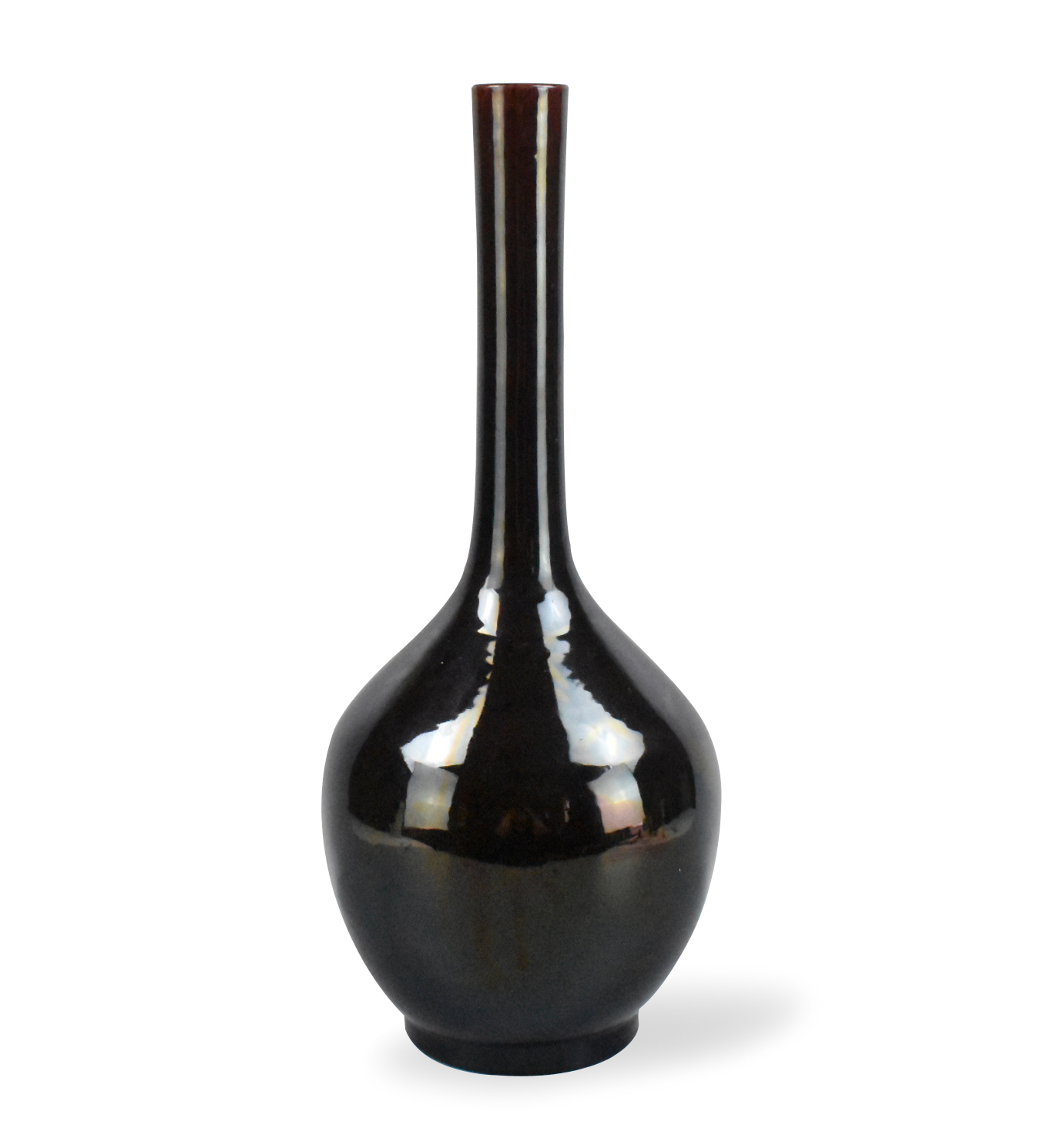 Appraisal: A Chinese black glazed long neck vase dating from the