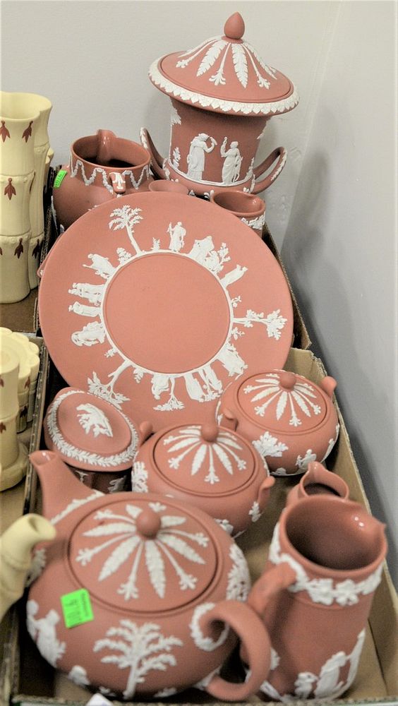 Appraisal: Sixteen Piece Pink Wedgwood Jasperware Group to include a tea