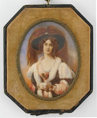 Appraisal: English School late th Century Lady with plumed hat and