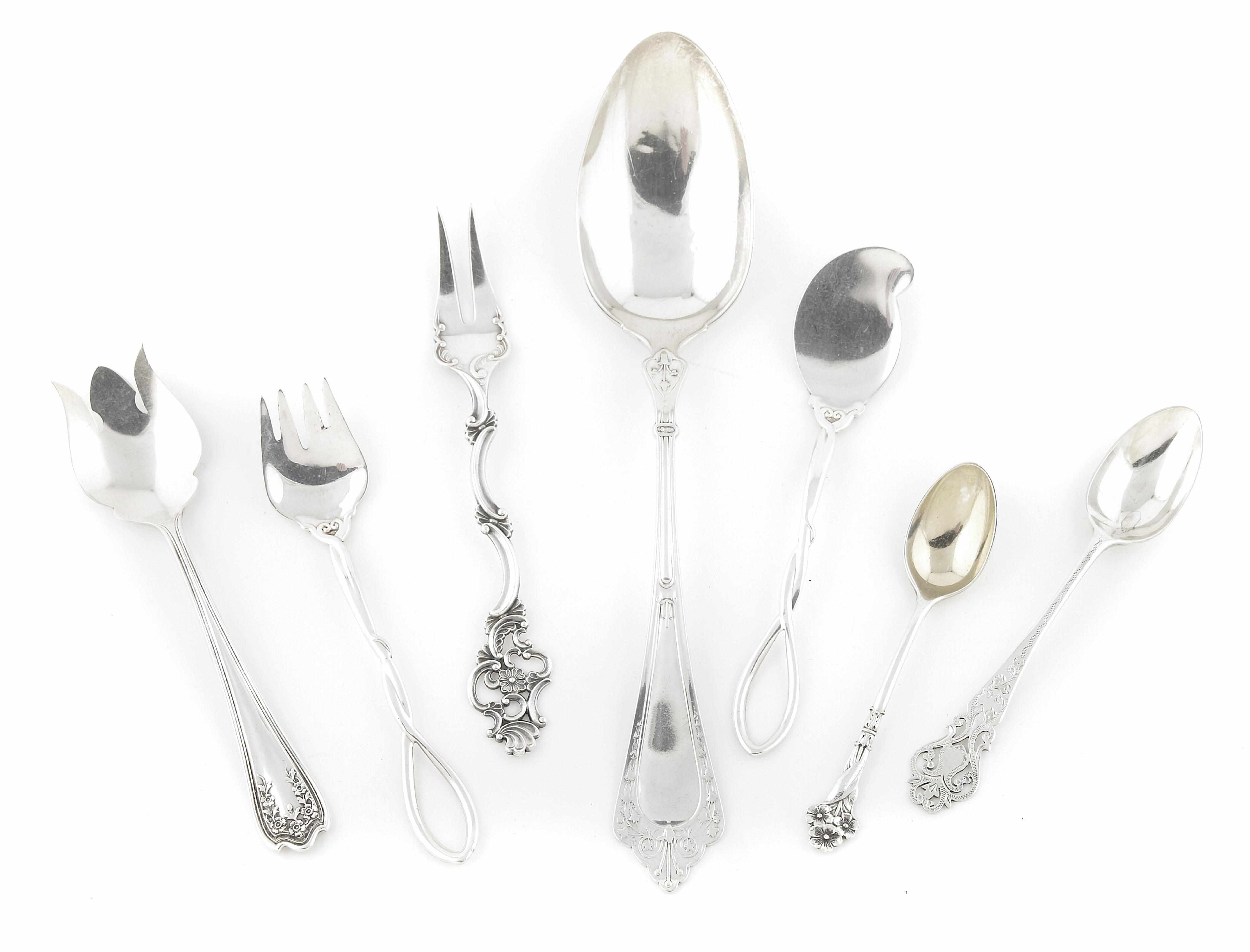 Appraisal: An assembled group of silver flatware th - th centuryComprising