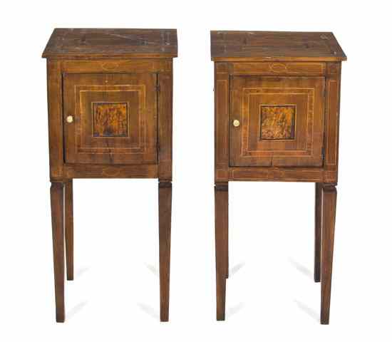 Appraisal: A Pair of Continental Parquetry Inlaid Side Cabinets each having