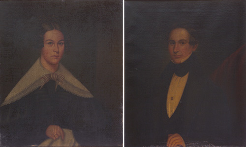 Appraisal: Pair of American portraits A Lady and a Gentleman mid