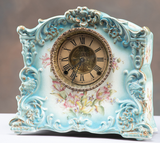 Appraisal: Antique blue China Clock attributed to Sessions Clock Co circa