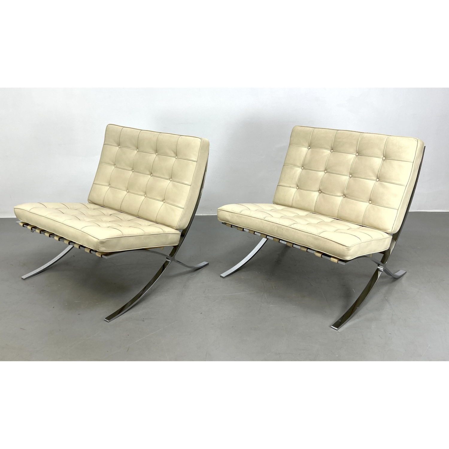 Appraisal: Pair Made in Italy Barcelona Style Lounge Chairs Mies van