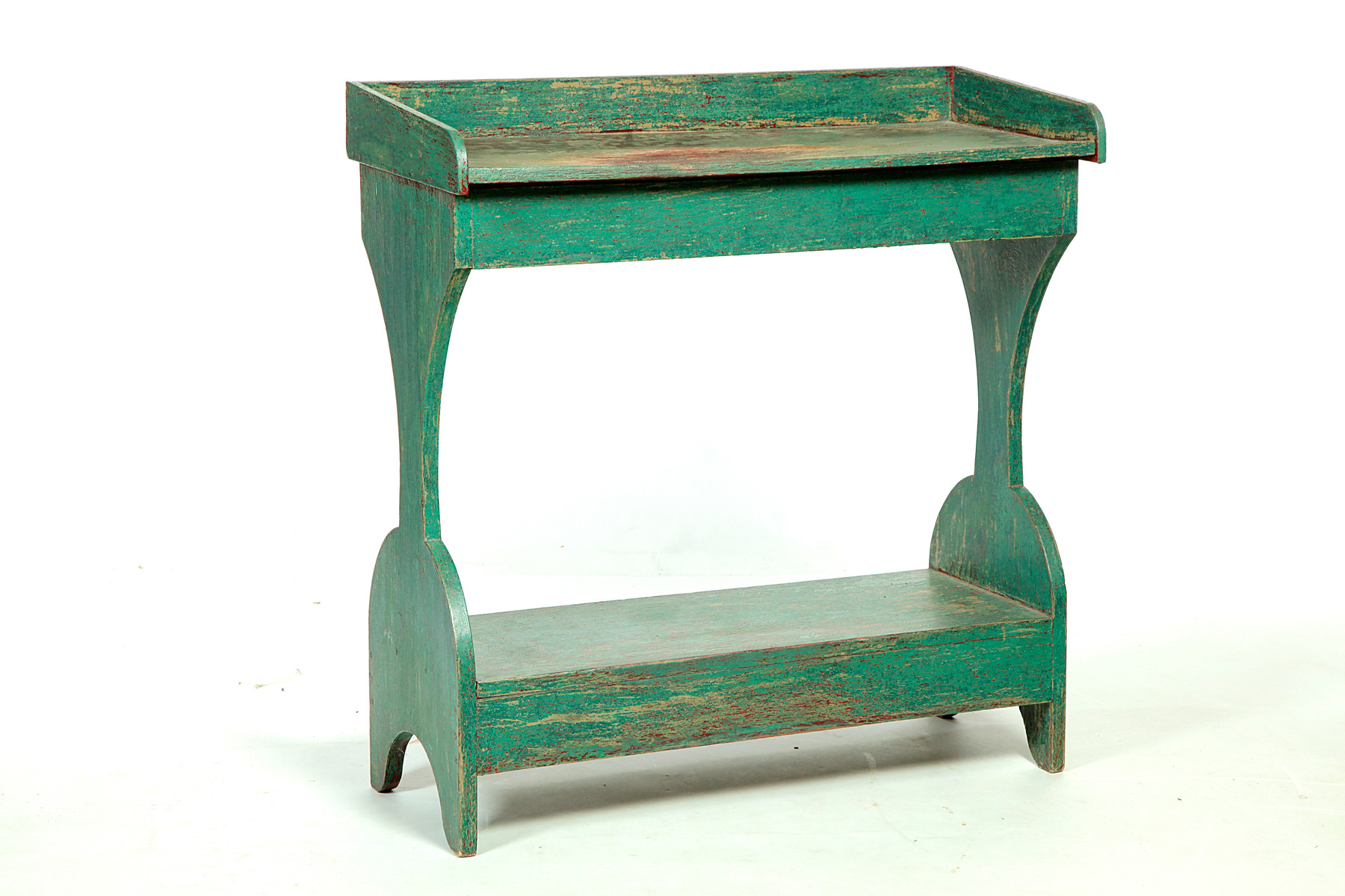 Appraisal: AMERICAN PAINTED WALNUT BUCKET BENCH OR DRY SINK Mid th