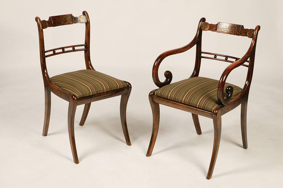 Appraisal: A SET OF EIGHT REGENCY STYLE DINING CHAIRS the top