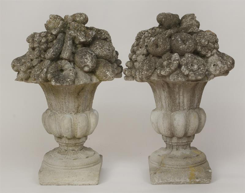 Appraisal: Pair of Cast-Stone Garden Urns x in Estimate -