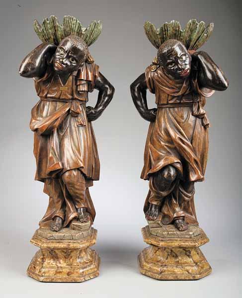 Appraisal: A Very Fine Pair of Italian Carved and Polychromed Blackamoors