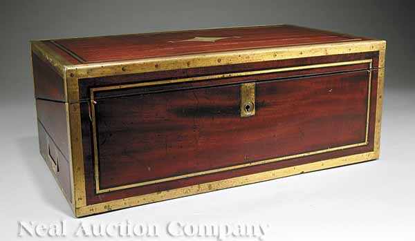 Appraisal: A Regency Brass-Bound Mahogany Lap Desk early th c probably