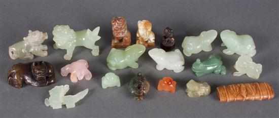 Appraisal: Chinese carved jade animals chops and figures including mythical beasts