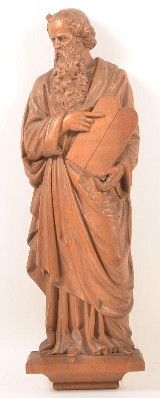 Appraisal: Carved Oak Figure of Moses Holding a Tablet th Century