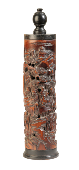 Appraisal: A CHINESE BAMBOO PARFUMERIE probably Qing carved with the Seven