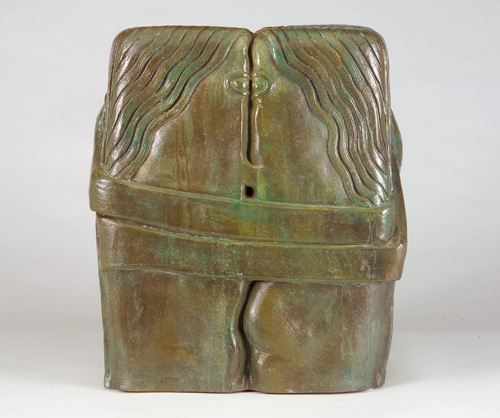 Appraisal: LAVERNE Small table stool titled The Kiss after Constantine Brancusi's