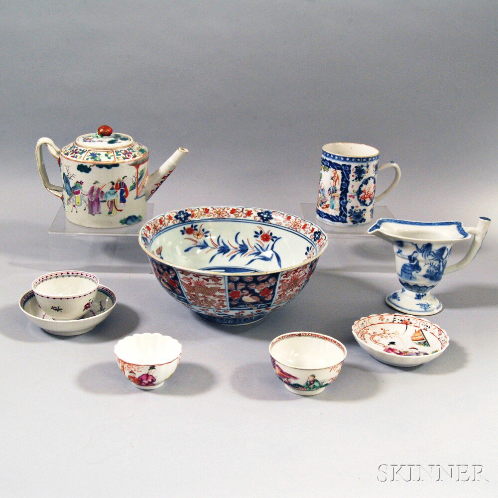 Appraisal: Nine Mostly Chinese Export Porcelain Items an Imari bowl a