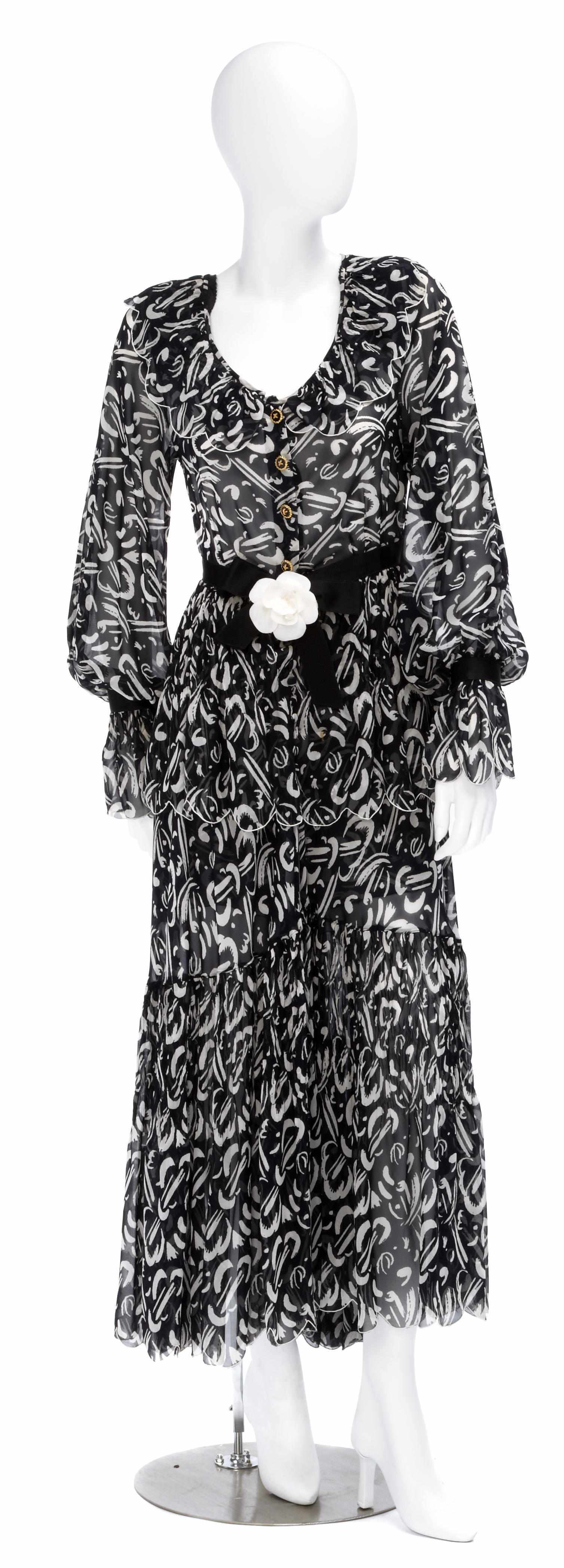 Appraisal: A Chanel black and white dress no size labelwith a