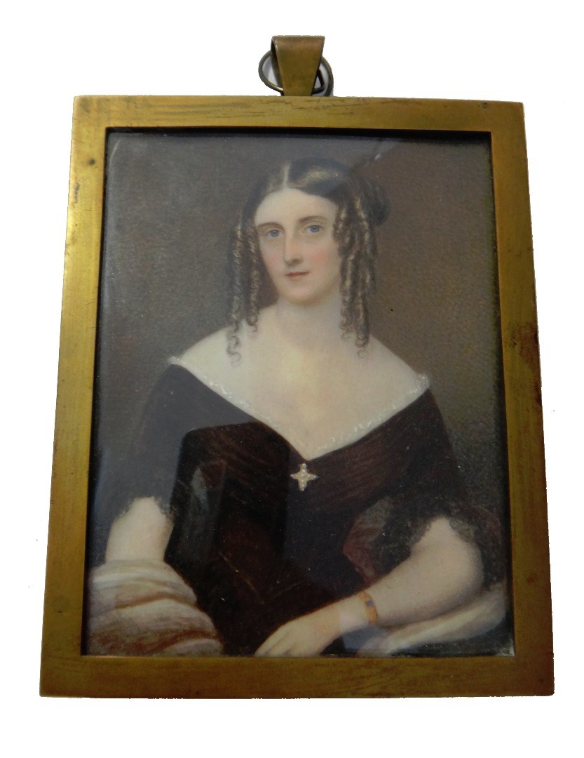 Appraisal: English School circa portrait miniature on ivory of a young