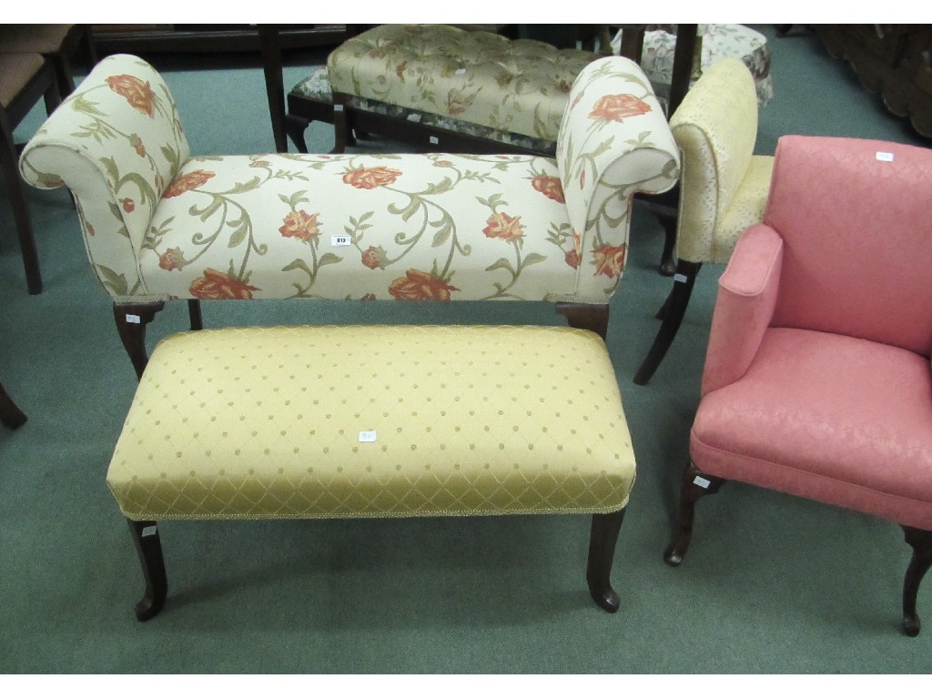 Appraisal: Three upholstered stools and child's chair