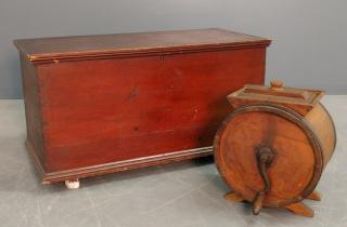 Appraisal: Blanket chest Small pine blanket chest together with a butter