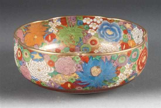 Appraisal: Japanese Satsuma earthenware floral decorated bowl second half- th century