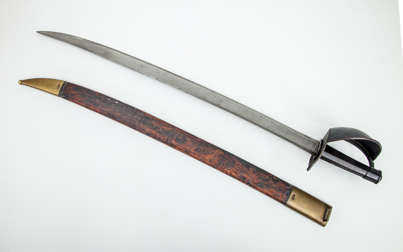 Appraisal: EUROPEAN STEEL-EDGED SWORD WITH CAST-METAL HANDLE AND GUARD AND LEATHER