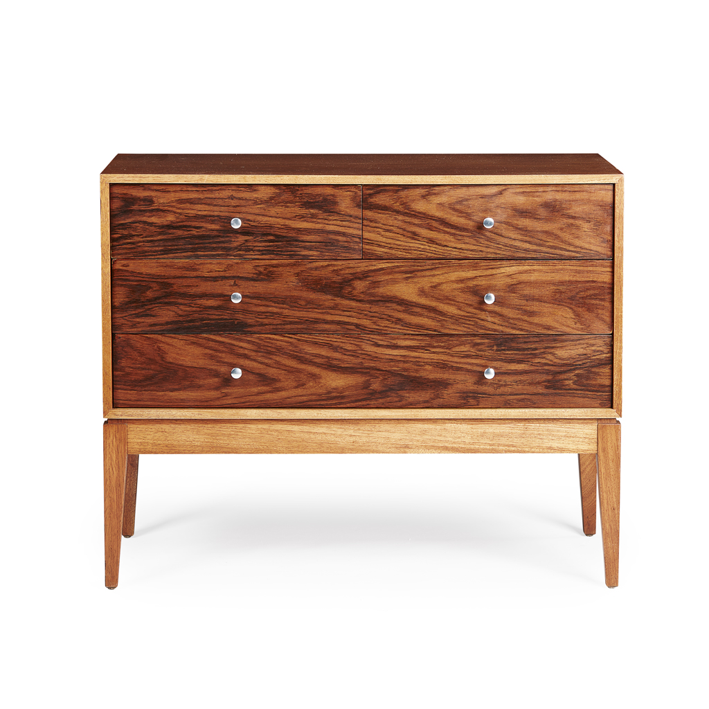 Appraisal: UNIFLEX WALNUT TEAK CHEST OF DRAWERS CIRCA the rectangular top