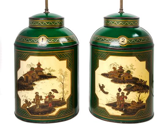 Appraisal: Sale Lot A Pair of Tole Canisters early th century