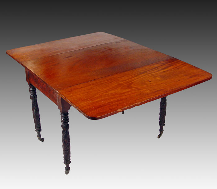 Appraisal: ENGLISH COLONIAL MAHOGANY DROP LEAF TABLE WITH CARVED LEGS Measures