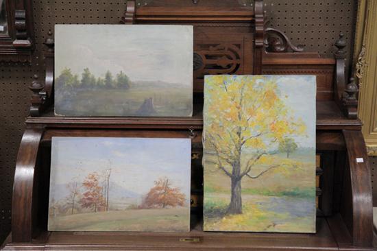 Appraisal: THREE LANDSCAPE STUDIES BY DORA G MCCOLLISTER OHIO - Oil