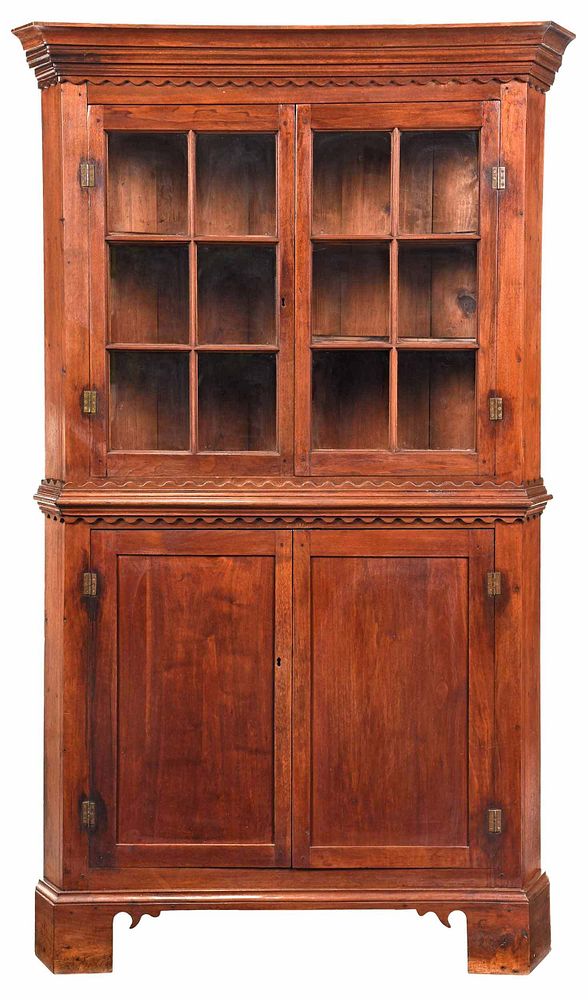 Appraisal: Fine North Carolina Federal Walnut Corner Cupboard attributed to the