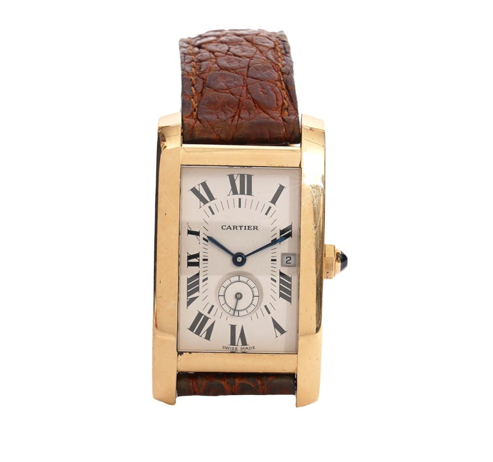 Appraisal: CARTIER TANK AMERICAINE YELLOW GOLD WATCHCartier yellow gold tank 'Americaine'