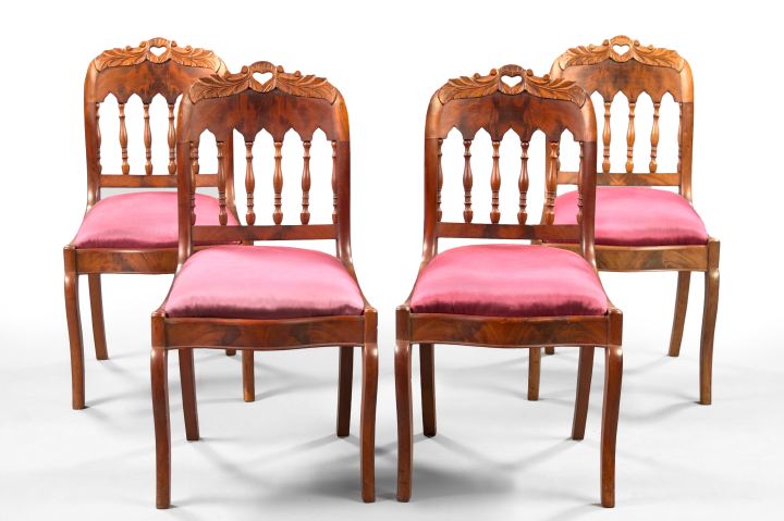 Appraisal: Suite of Four American Late Classical-Style Mahogany Dining Chairs ca