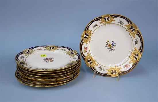 Appraisal: SET OF NINE DERBY PORCELAIN DINNER PLATES th century with