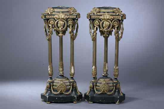 Appraisal: PAIR LOUIS XVI STYLE BLACK-LACQUER AND PARCEL-GILT JARDINI RES -