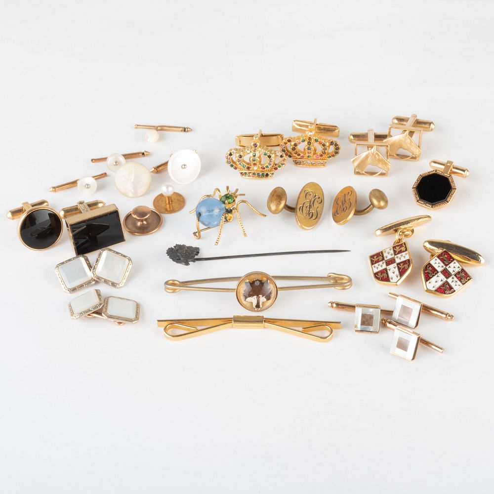 Appraisal: Miscellaneous Group of Pins Cufflinks and Tie Clips The pair