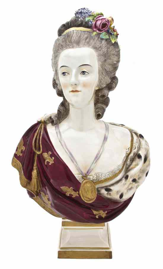 Appraisal: A German Porcelain Bust after Houdon depicting Marie Antoinette with