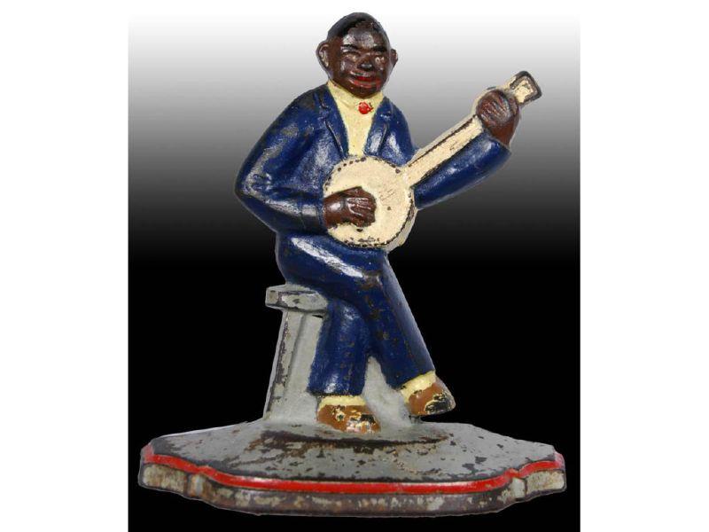 Appraisal: Cast Iron Banjo Player Doorstop Description - '' T Made