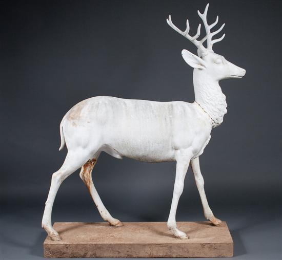 Appraisal: Painted cast iron deer attributed to J W Fiske Company