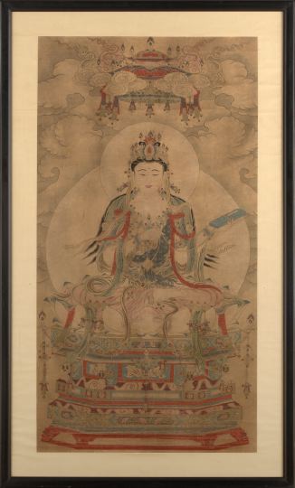 Appraisal: Chinese Framed Scroll of Kwan Yin on a Throne th