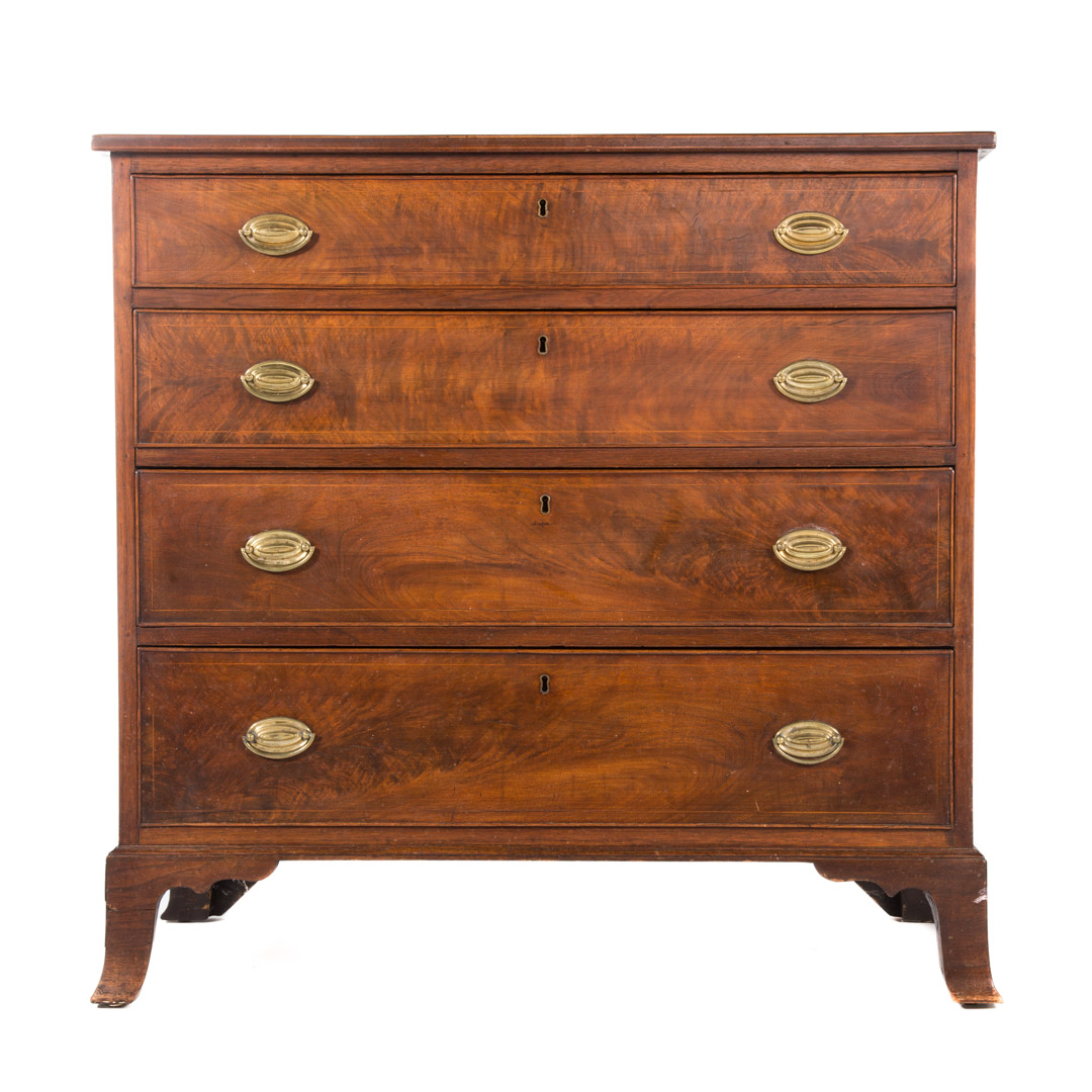 Appraisal: Federal walnut chest of drawers early th century flat top